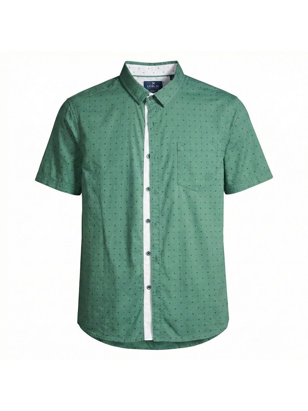 Level Ten - Green Button-Down Casual Short Sleeve Shirt
